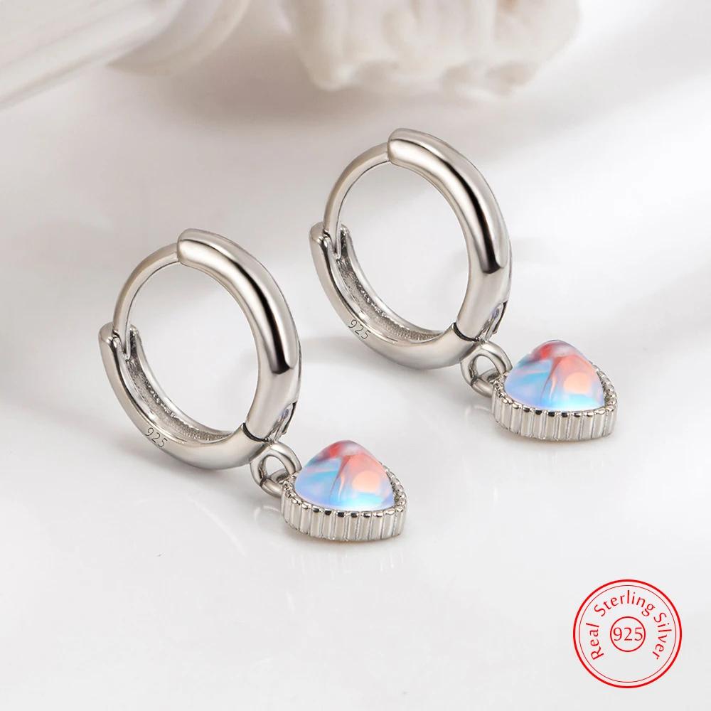 Solid 925 Sterling Silver High Quality Womans New Jewelry Crystal Heart Drop Earrings XY0099